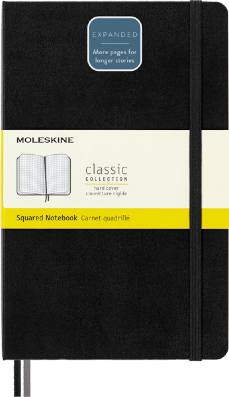 Notes MOLESKINE Classic L (13x21cm) w kratkę, twarda oprawa, 400 stron, czarny