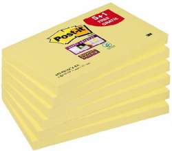 Karteczki samoprzylepne POST-IT® Super Sticky (655-P6SSCY-EU), 127x76xmm, 5+1x90 kart., żółte, 1 bloczek GRATIS