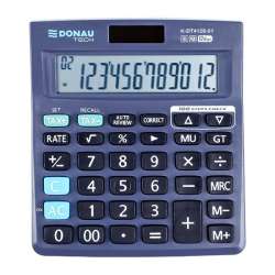 Kalkulator biurowy DONAU TECH, 12-cyfr. wyświetlacz, wym. 140x122x27 mm, czarny