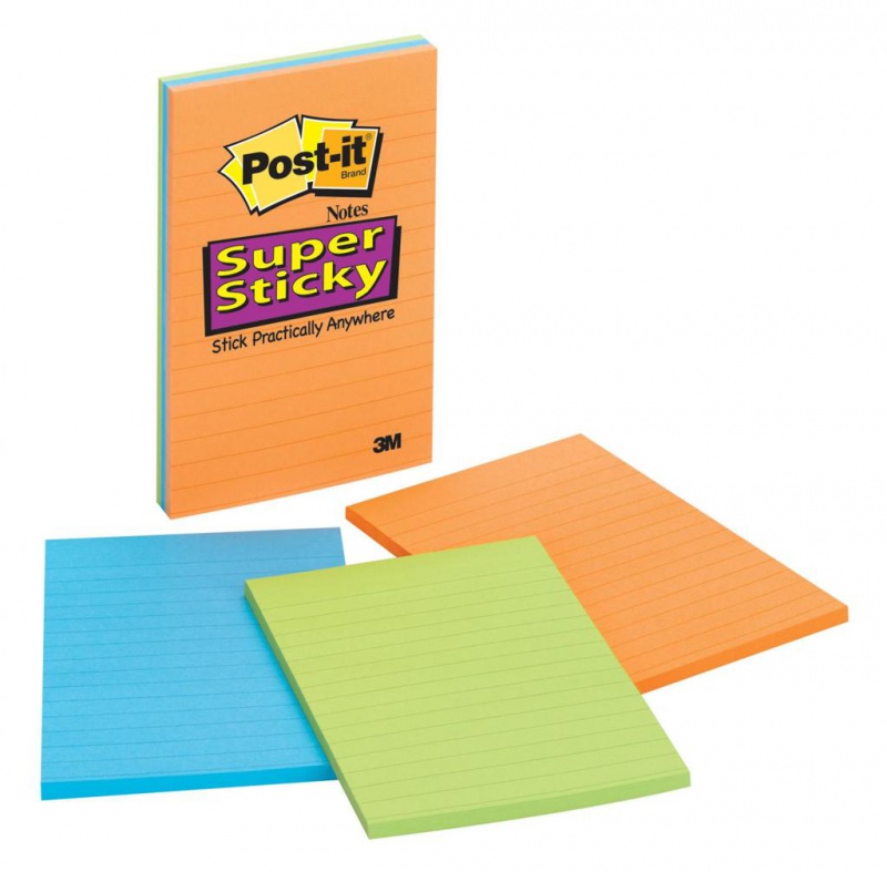 Karteczki samoprzylepne POST-IT® Super Sticky XXL, w linię (4645-3SSAN ), 101x152mm, 3x45 kart., paleta bankok - zdjęcie (6
