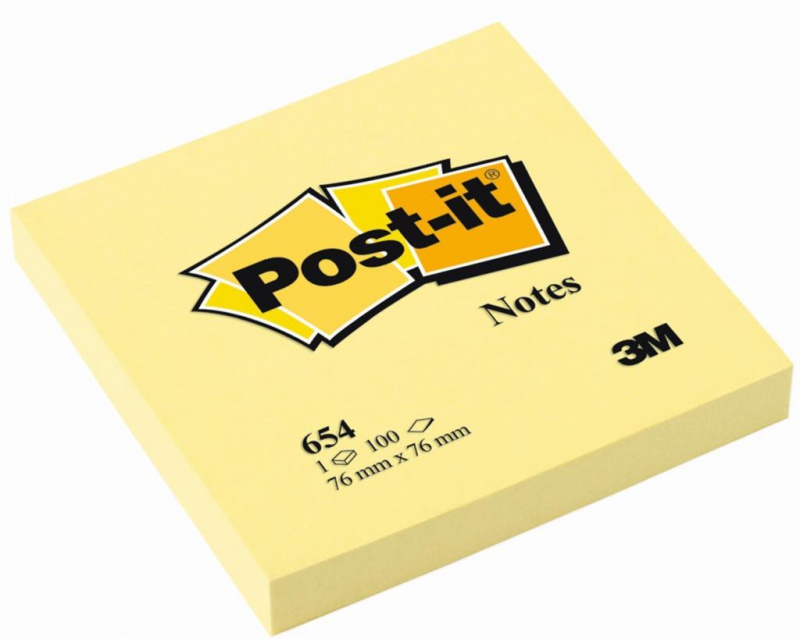 Karteczki samoprzylepne POST-IT® (654), 76x76mm, 1x100 kart., żółte - zdjęcie (6