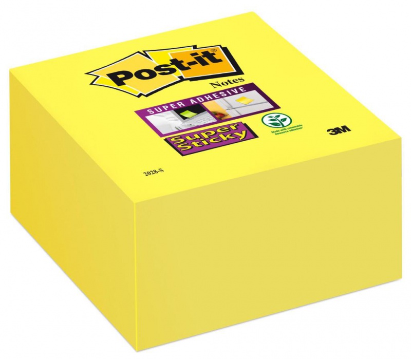 Kostka samoprzylepna POST-IT® Super Sticky (2028-S), 76x76mm, 1x350 kart., ultra żółta - zdjęcie (6