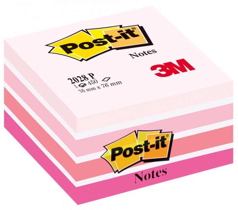 Kostka samoprzylepna POST-IT® (2028-P), 76x76mm, 1x450 kart., różowa - zdjęcie (5