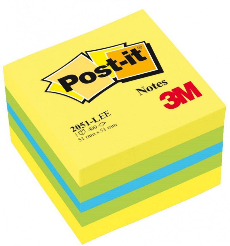 Mini Kostka samoprzylepna POST-IT® (2051L), 51x51mm, 1x400 kart., cytrynowa - zdjęcie (6