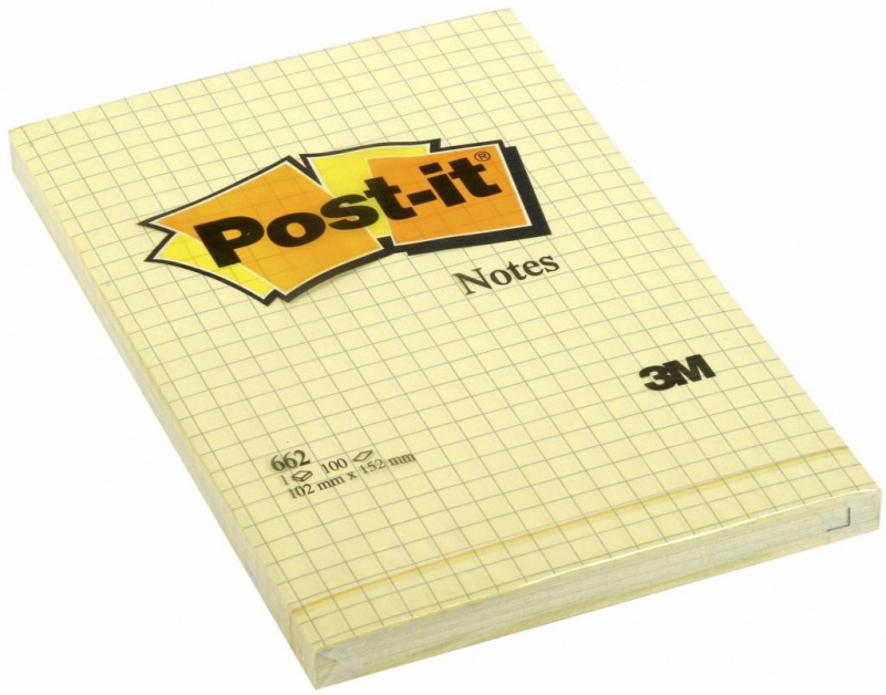 Karteczki samoprzylepne POST-IT® w kratkę (662), 102x152mm, 1x100 kart., żółte - zdjęcie (3