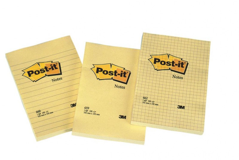 Karteczki samoprzylepne POST-IT® w kratkę (662), 102x152mm, 1x100 kart., żółte - zdjęcie (2