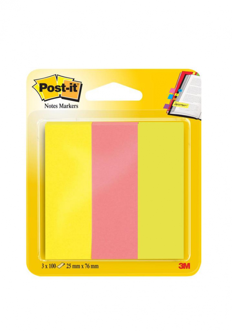Zakładki indeksujące POST-IT® (671/3), papier, 25x76mm, 3x100 kart., mix kolorów - zdjęcie (9