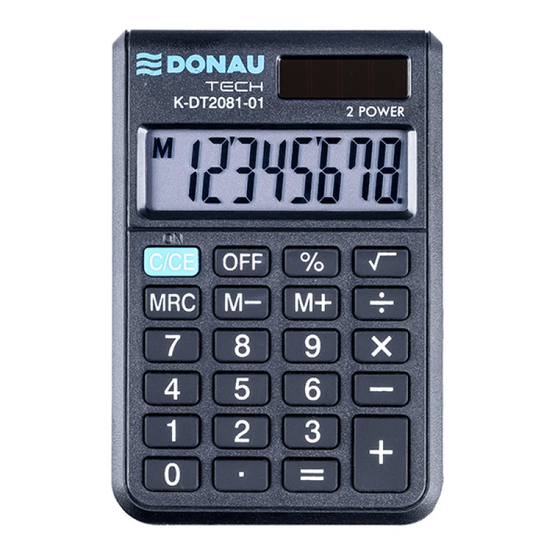 Kalkulator kieszonkowy DONAU TECH, 8-cyfr. wyświetlacz, wym. 90x60x11 mm, czarny - zdjęcie (6