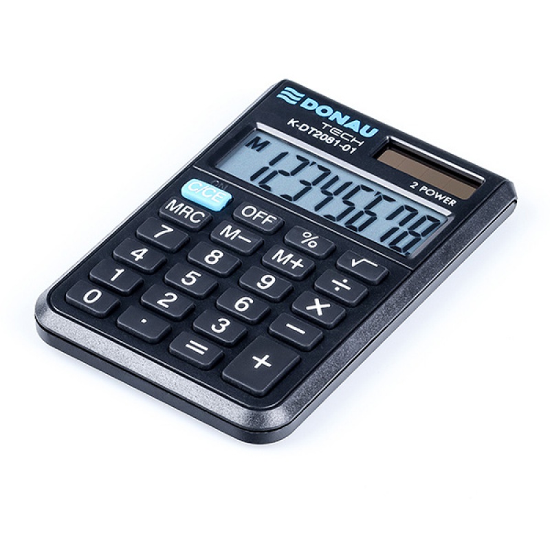 Kalkulator kieszonkowy DONAU TECH, 8-cyfr. wyświetlacz, wym. 90x60x11 mm, czarny - zdjęcie (4