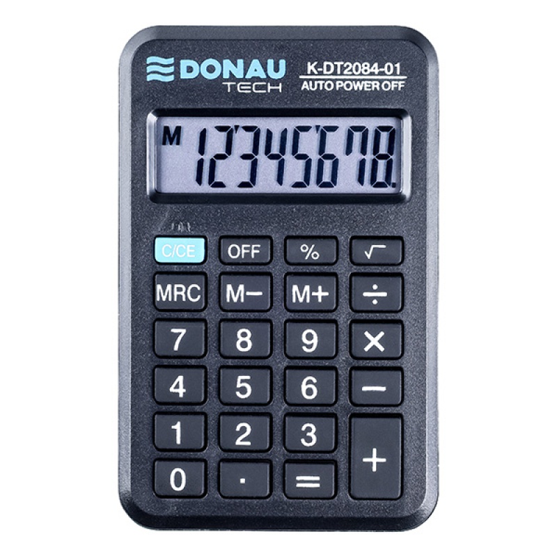 Kalkulator kieszonkowy DONAU TECH, 8-cyfr. wyświetlacz, wym. 97x62x11 mm, czarny - zdjęcie (6