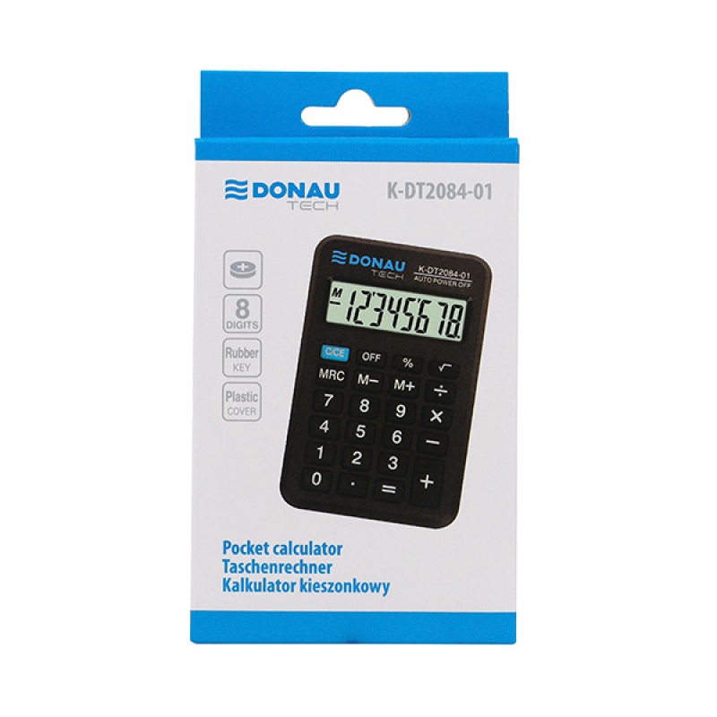 Kalkulator kieszonkowy DONAU TECH, 8-cyfr. wyświetlacz, wym. 97x62x11 mm, czarny - zdjęcie (3