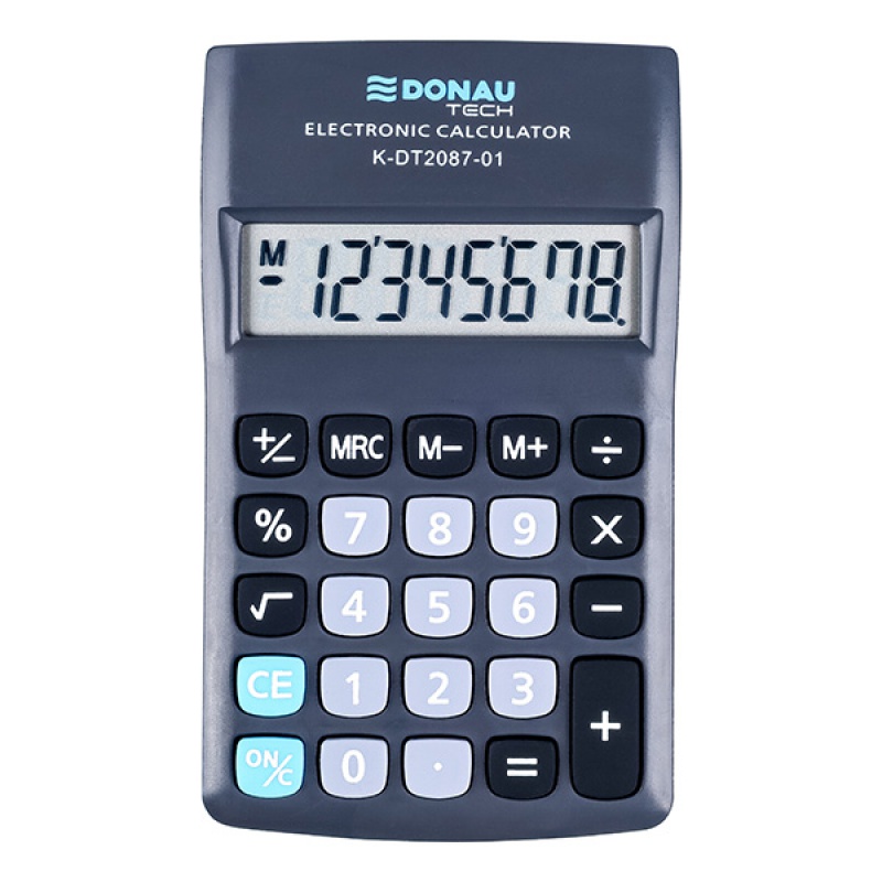 Kalkulator kieszonkowy DONAU TECH, 8-cyfr. wyświetlacz, wym. 116x68x18 mm, czarny - zdjęcie (6