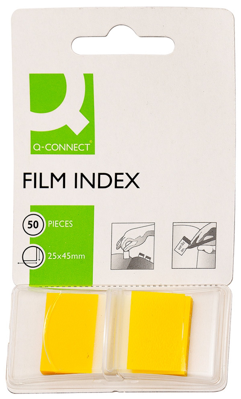 Zakładki indeksujące Q-CONNECT, PP, 25,4x43,7mm, 50 kart., żółte
