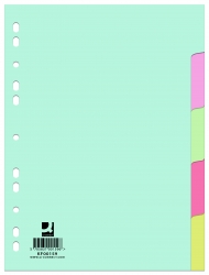 Przekładki Q-CONNECT, karton, A4, 223x297mm, 5 kart, mix kolorów