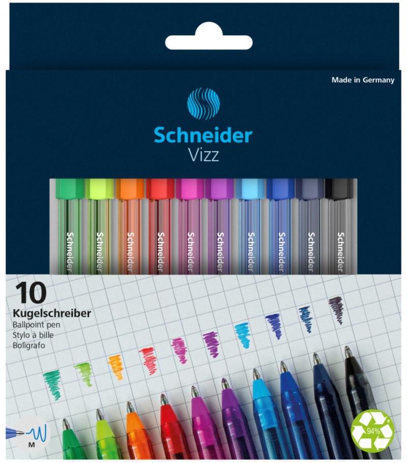Długopis SCHNEIDER VIZZ, M, 10szt., pudełko z zawieszką, mix kolorów - zdjęcie (3