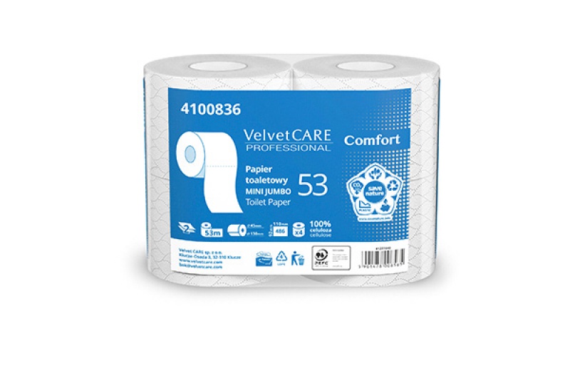 Papier toaletowy celulozowy VELVET Comfort, 2-warstwowy, 486 listków, 4szt., biały - zdjęcie (2