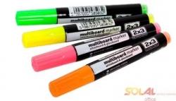Markery Multiboard fluorescencyjne Mogą być używane do wszystkich tablic suchościeralnych. 2x3